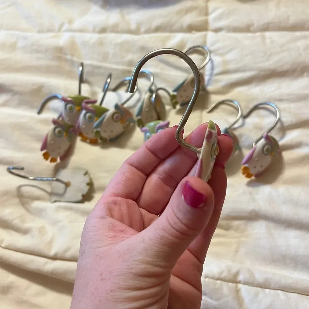 Unique Blue & Purple Owl Shower Curtain Hooks